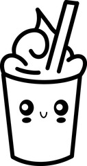 Kawaii milkshake vector linear illustration