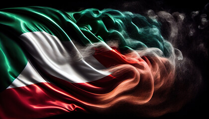 Country Flag of Maldives Creatively By Surrounded White Smoke Wind on Dark Backdrop AI Generative