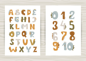 Posters with numbers and alphabet dinosaurs