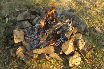 firewood on fire