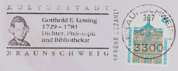 briefmarke stamp vintage retro alt old gestempelt frankiert cancel used gebraucht gotthold lessing...