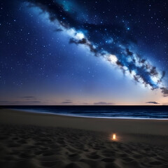 Fototapeta na wymiar moon over the sea - Starry sky on the beach landscape - Calm beach background for design - landscape for design - Generative AI