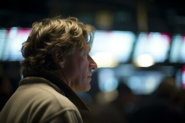 A stockbroker at work, bokeh, Non-existent person in generative AI digital illustration, Generative AI