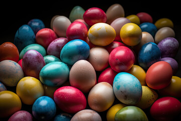 Fototapeta na wymiar Mountain of Easter Eggs Stock Photos: Stunning Generative Graphics in Bright Colors on a Beautiful Background