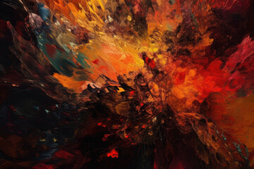 Fiery Oil Painting Stock Photos: Orange and Brown Tones, Splashing, Modern Art Background in Autumn and Spring Colors