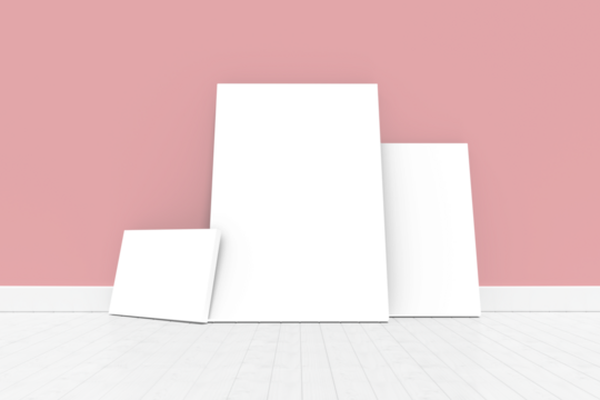 Digitally generated image of whiteboards against coral wall