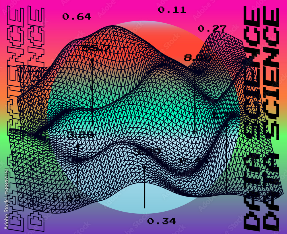 Leinwandbilder Data visualization in a three-dimensional abstract geometric graph. Machine learning and AI subject illustration.