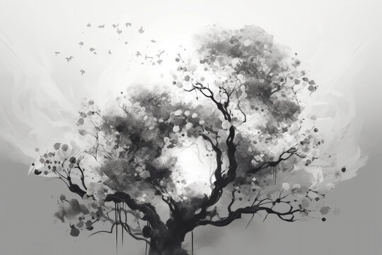 tree in the snow, generative ai