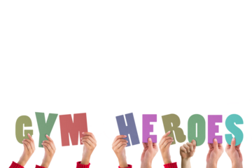 Hands holding up gym heroes