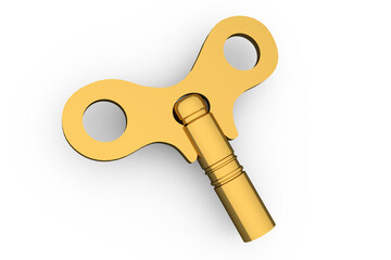 Digitally generated shiny gold key