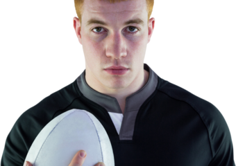 Rugby player holding a rugby ball