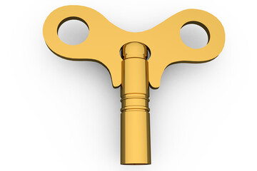 Digitally generated shiny gold key