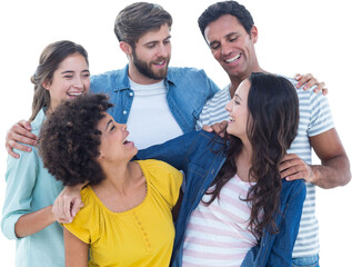 Obraz premium Group portrait of happy young colleagues