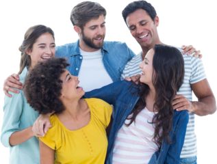 Group portrait of happy young colleagues