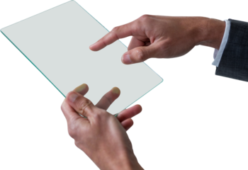 Cropped image of businessman using futuristic glass interface