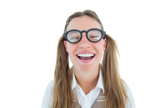Female geeky hipster smiling at camera - Powered by Adobe