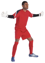 Foto op Canvas Goalkeeper in red ready to save © vectorfusionart