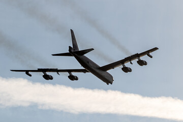 US Air Force bomber aircraft in flight - 588473173