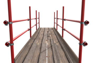 3d illustration of scaffolding with wooden plank