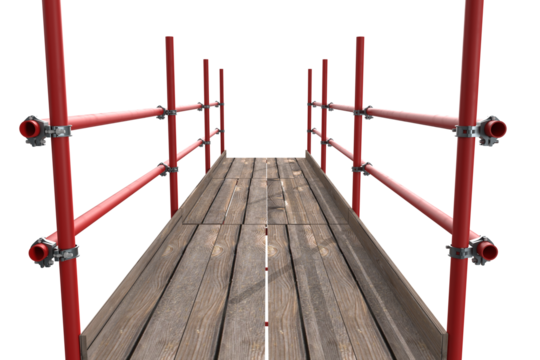 3d illustration of scaffolding with wooden plank - Powered by Adobe