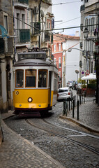 Fototapeta na wymiar Vintage tram in the city center of Lisbon Lisbon, Portugal in a summer day