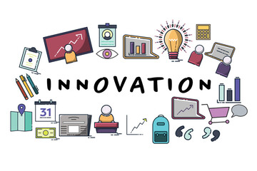 Innovation text surrounded by various icons