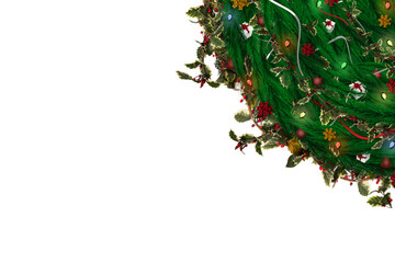 Festive christmas wreath with decorations