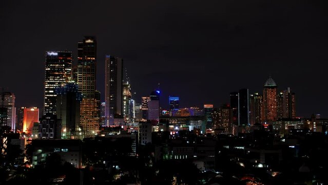 The night panorama of Jakarta. Indonesia.