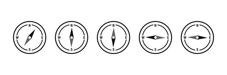 Сompass, nautical navigation, marine travel and adventure. Windrose star with north, south, west and east cardinal direction arrows, ancient compass. - obrazy, fototapety, plakaty