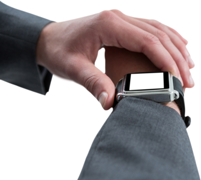 Businessman checking smart watch
