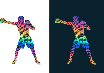 Fototapeta na wymiar Colorful Vector Silhouette of Boxers