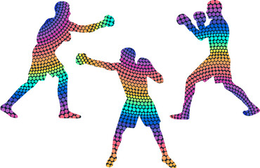 Obraz na płótnie Canvas Colorful Vector Silhouette of Boxers
