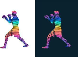Obraz na płótnie Canvas Colorful Vector Silhouette of Boxers