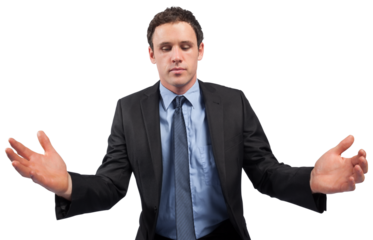 Businessman posing with arms out