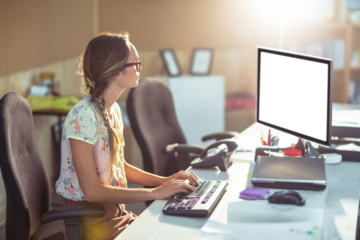 Woman working on computer