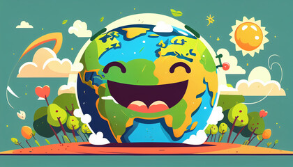 Naklejka premium happy earth, earth celebration card