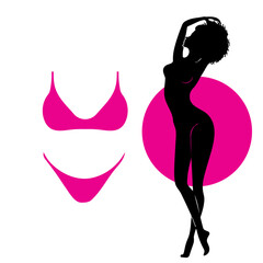 silhouette of a sexy woman with bikini