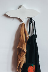Hanger and towels. Beautiful handmade wooden hanger. Decorative hanger for the home
