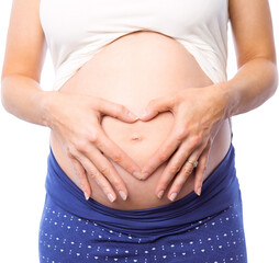 Pregnant woman holding her bump