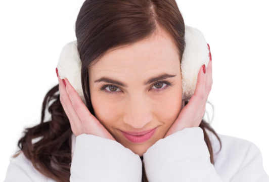 Pretty brunette with ear muffs - Powered by Adobe