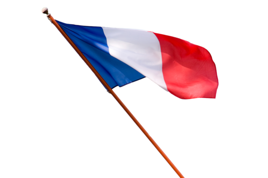 the French flag waving on a transparent background
