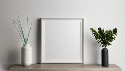 frame on wall room with a window and plants