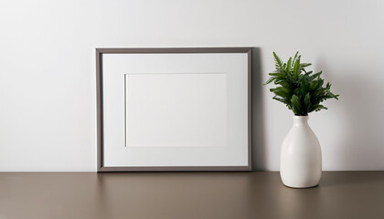 Naklejka na ściany i meble frame on wall room with a window and plants
