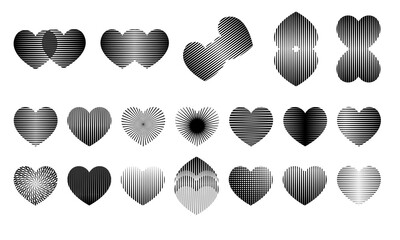 Illusion of the merging of the heart with the effect of hypnosis and influence. The connection of elements and the graphic solution of the heart symbol