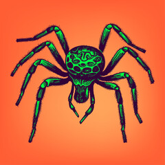 Spider. Hand drawn vintage engraving style woodcut vector illustration.	 Optimised vector.