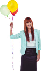 Smiling hipster woman holding balloons