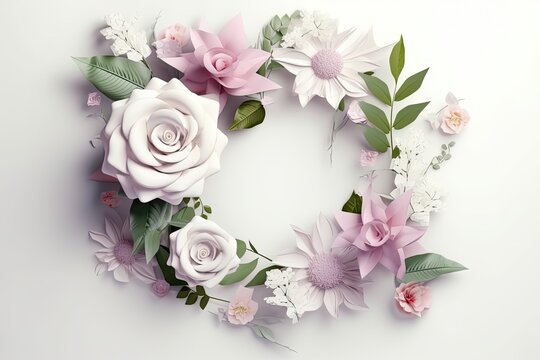 Decorative abstract background, anniversary, birthday, celebration, famous flower wreath, digital image generated by AI technology