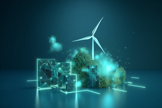 Clean and sustainable energy, conceptual illustration. Generative AI