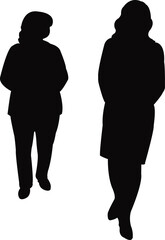two women walking body, silhouette vector