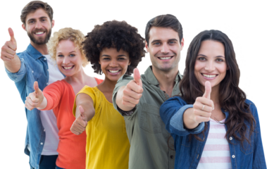 Group portrait of happy young colleagues